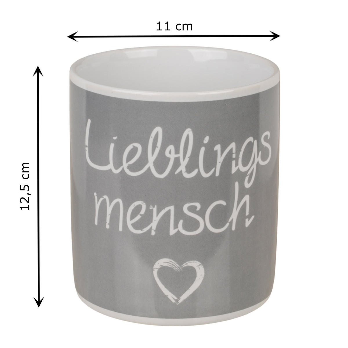 KAFFEBECHER Lieblingsmensch Jumbotasse 850 ml - Grau, Keramik (0.85L) - TiborTex