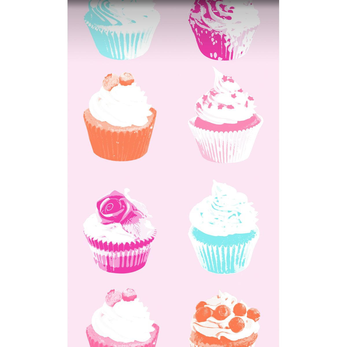 XXL-VLIESTAPETE Cupcakes 50 x 900 cm - Pink, Papier (50/0.1cm) - ESTAhome