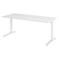 SCHREIBTISCH Serie-XB 80/180/74 cm in Weiß/Weiß/Alu poliert - Weiß, Holzwerkstoff (80/180/74cm) - bümö