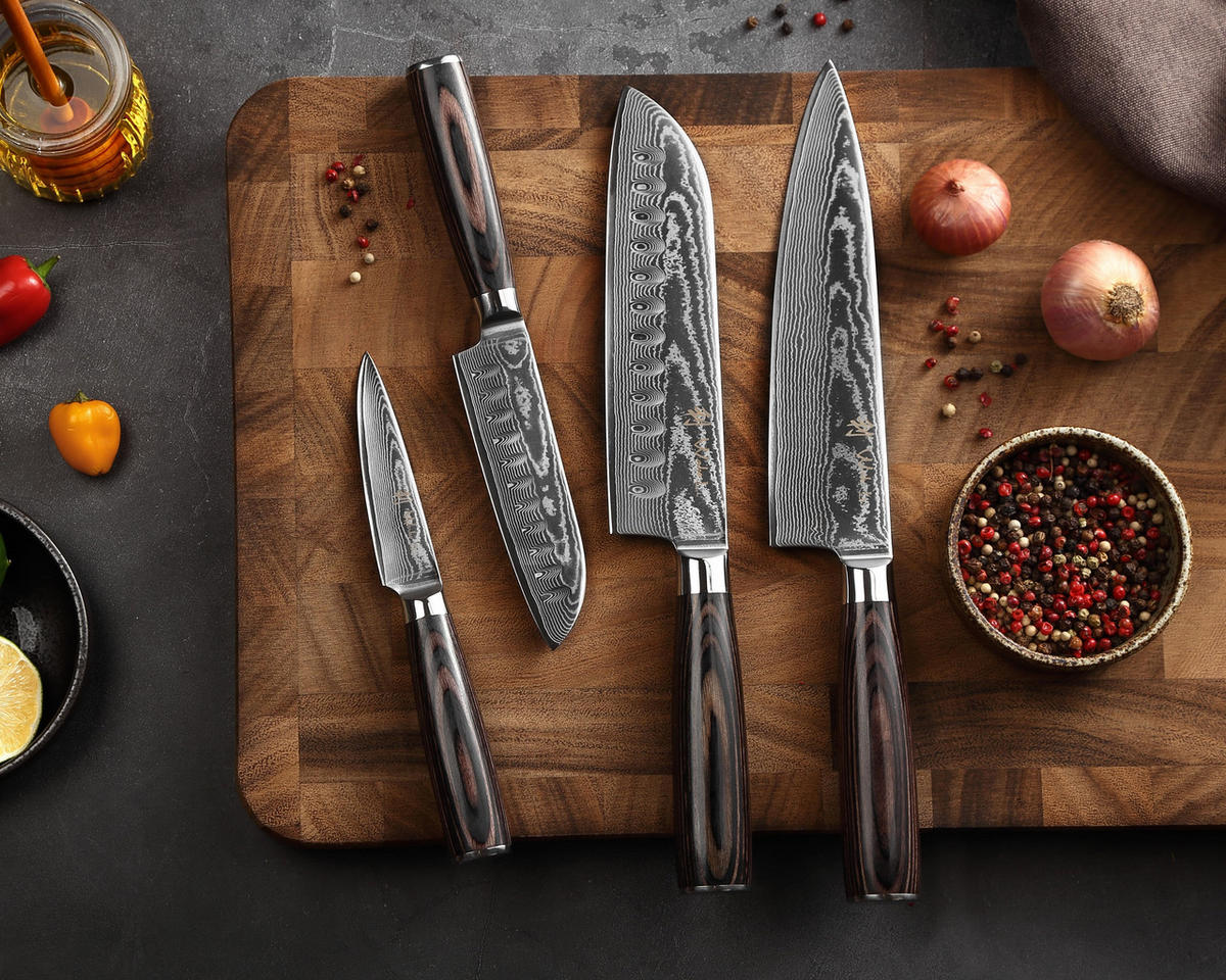 MESSERSET 4-TEILIG 10–20 cm - Braun, Holz/Metall (1/1/1cm) - Wakoli