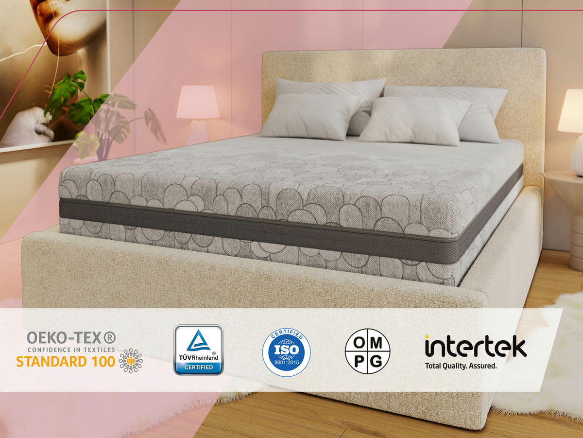 VISCOMATRATZE VELO - 200/200 - H2 - Apri - Hellgrau, Textil (200/200cm) - MKS