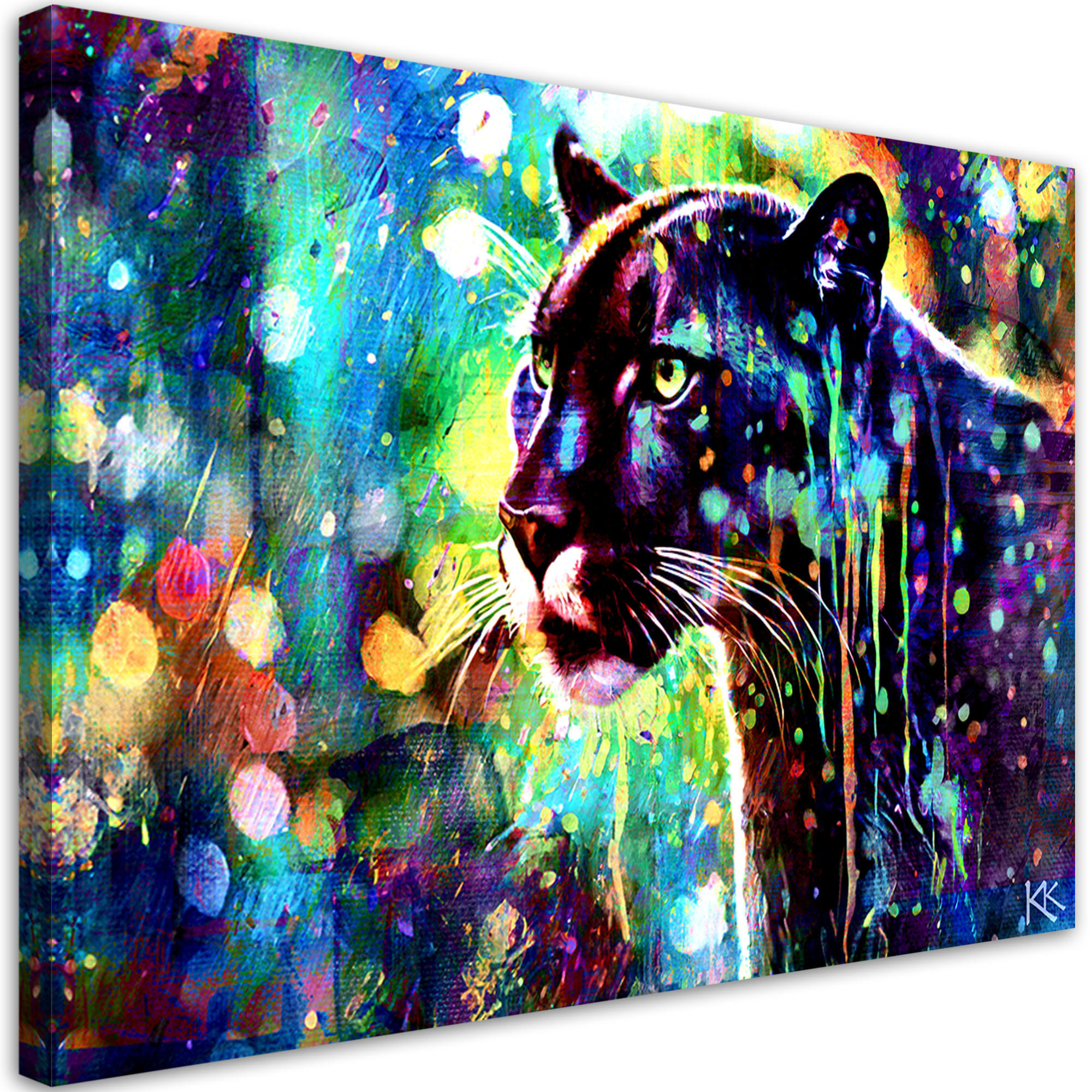 WANDBILD schwarzer panther abstraktion - Lila, Textil (60/40cm) - Feeby