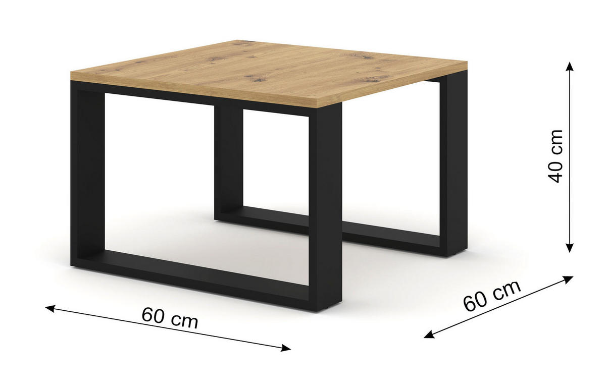 COUCHTISCH Artisan, Schwarz 60/40/60 - Schwarz, Holzwerkstoff (60/60/40cm) - RAUMHIRSCH FURNITURE