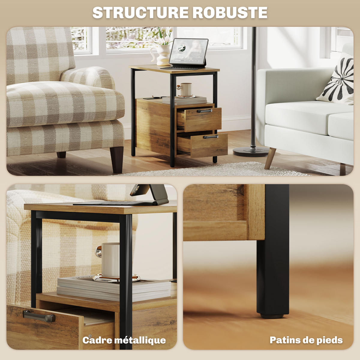 BEISTELLTISCH Beige 1 Stück - Beige, Kunststoff (55/35/58.5cm) - GiPP