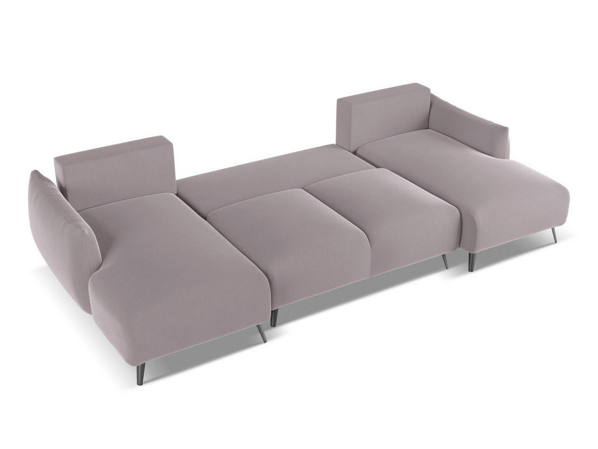 ECKSOFA mit Schlaffunktion Samt Stoff Orange - Terracotta/Schwarz, Kunststoff/Textil (240/148cm) - Makamii