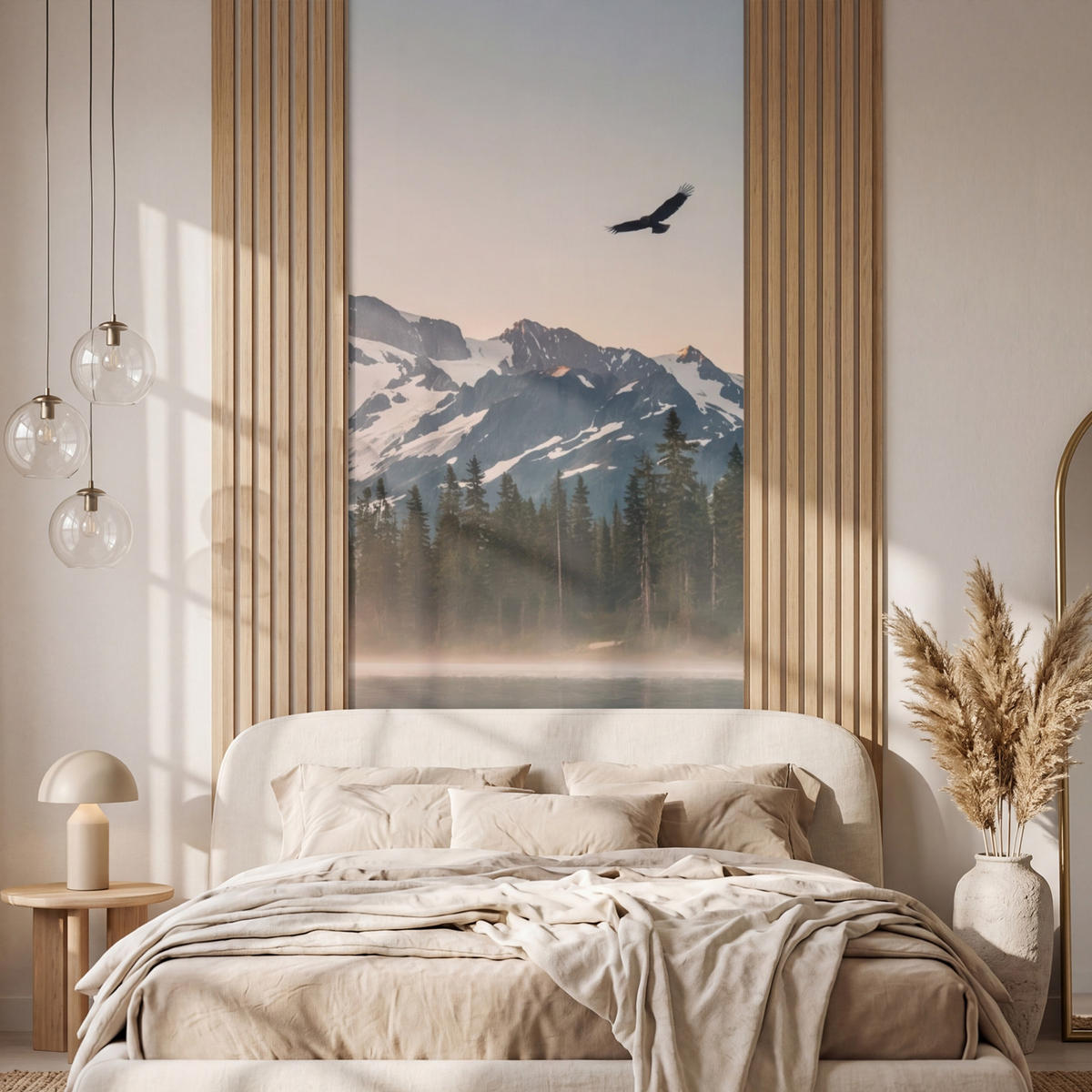 TAPETE - Berge - Wasser - Bäume - 100x240 cm - Multicolor, Papier (100/240cm) - OnlyWow