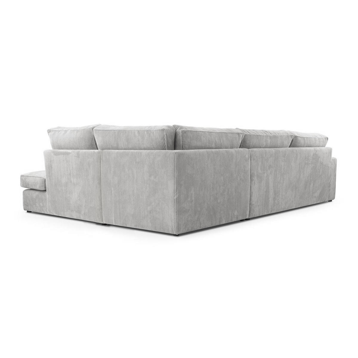 ECKSOFA Parma ohne Schlaffunktion, Cord-Stoff, Graubeige, Rechts - Hellgrau/Schwarz, Textil (314/224cm) - Beautysofa