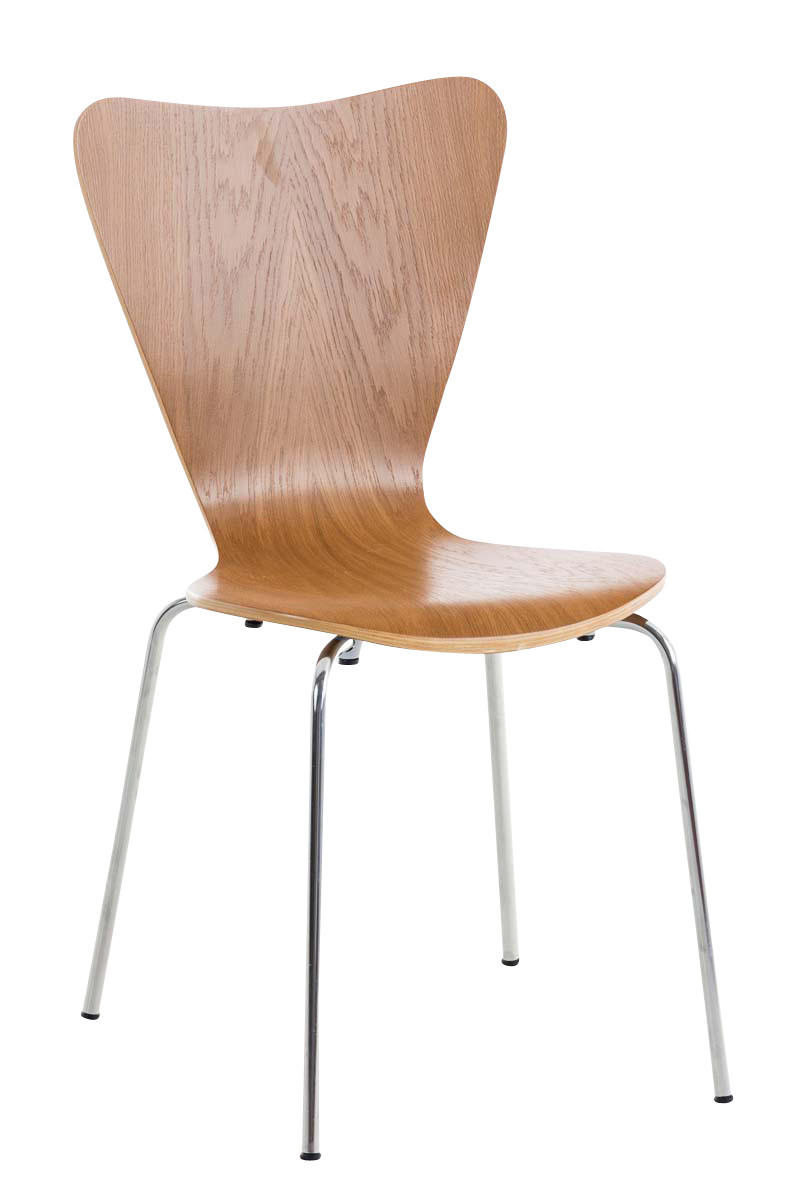 BESUCHERSTUHL Calisso mit Holzsitz und Metallgestell, Farbe: Eiche - Chromfarben/Eichefarben, Holz/Metall (42/85/47cm) - TPFLiving