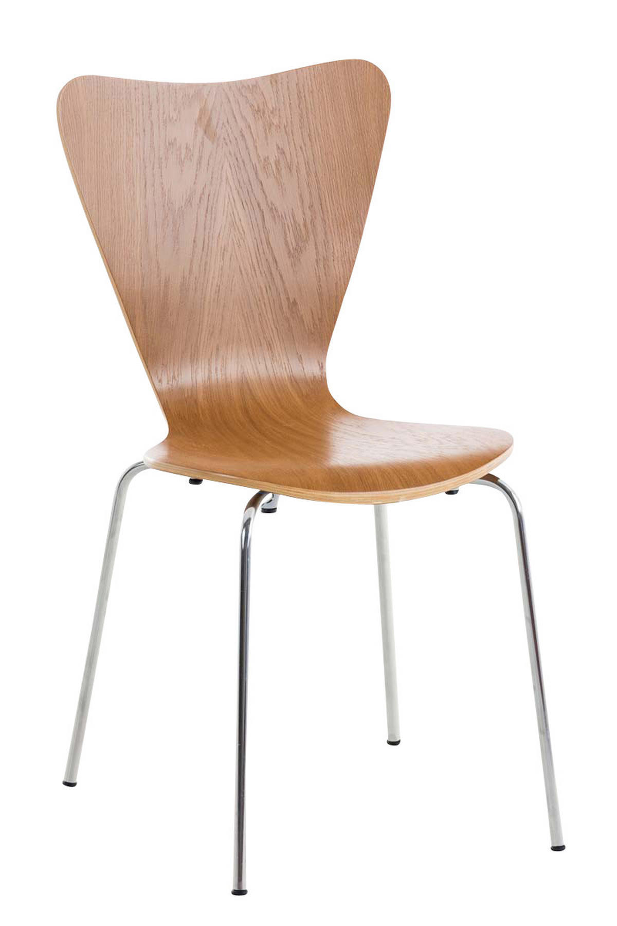 BESUCHERSTUHL Calisso mit Holzsitz und Metallgestell, Farbe: Eiche - Chromfarben/Eichefarben, Holz/Metall (42/85/47cm) - TPFLiving