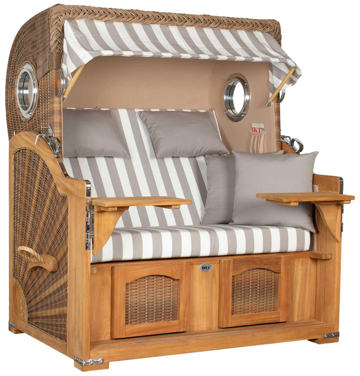 STRANDKORB XXL Düne Grande Teak Banana - Braun/Grau, Metall (142/170/95cm) - Mr. Deko