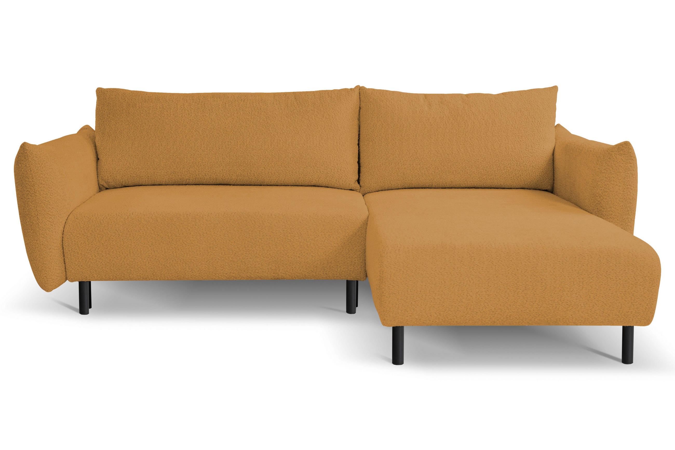 ECKSOFA ADEL mit Schlaffunktion und Bettkasten, L-förm, Metallbeine, verstellbar lose Rückenkissen, freistehend, RECHTS, 257x171x90 cm, Gold - Goldfarben, Holz/Textil (257/171cm) - DomoHome