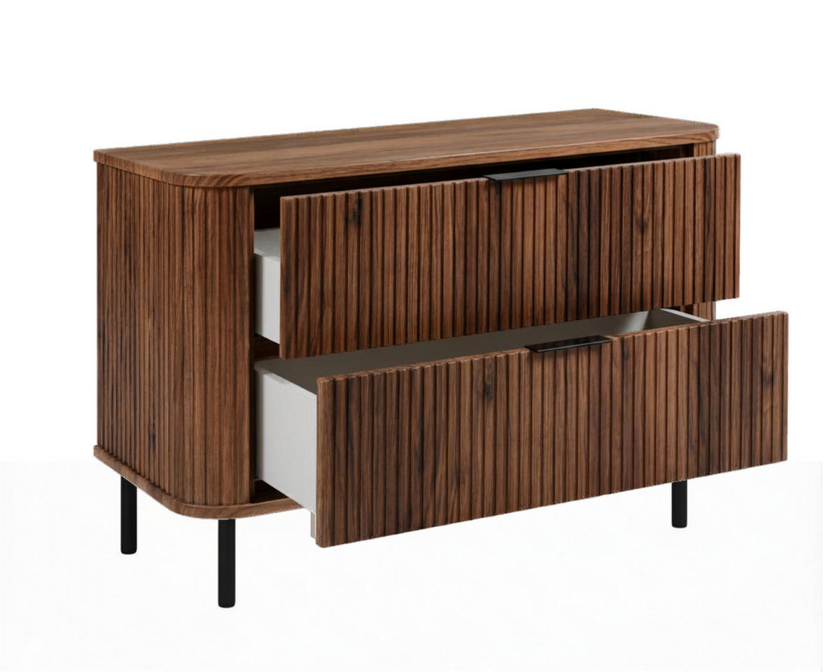 BADEZIMMERSCHRANK : Farbe Eiche-Nussbaum, Griff schwarz, Füße schwarz, 100 x 41,5 x 66,7 cm - Schwarz/Braun, Holzwerkstoff (100/66.7/41.5cm) - 3XE LIVING