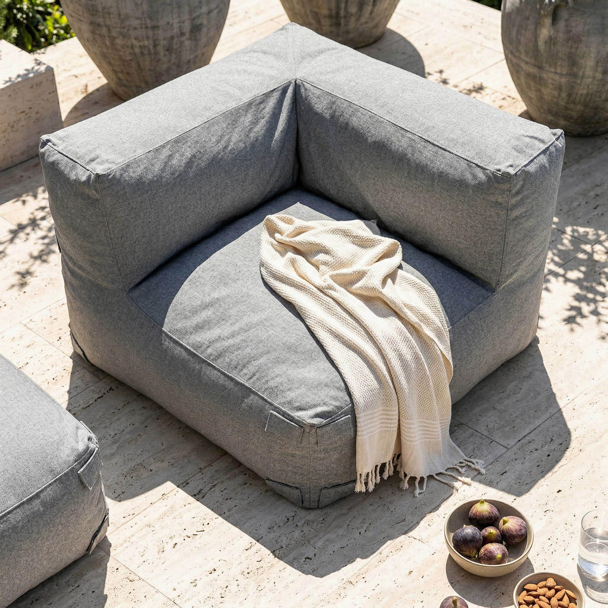 GARTENSOFA mit 2 Sitzplätzen, Grau - Grau, Textil (170/65/85cm) - Oviala