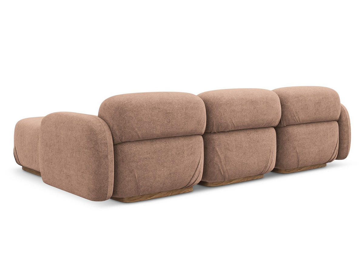 ECKSOFA Beidseitig Bouclé Stoff Pink - Pink/Hellrosa, Holz/Textil (270/190cm) - Makamii