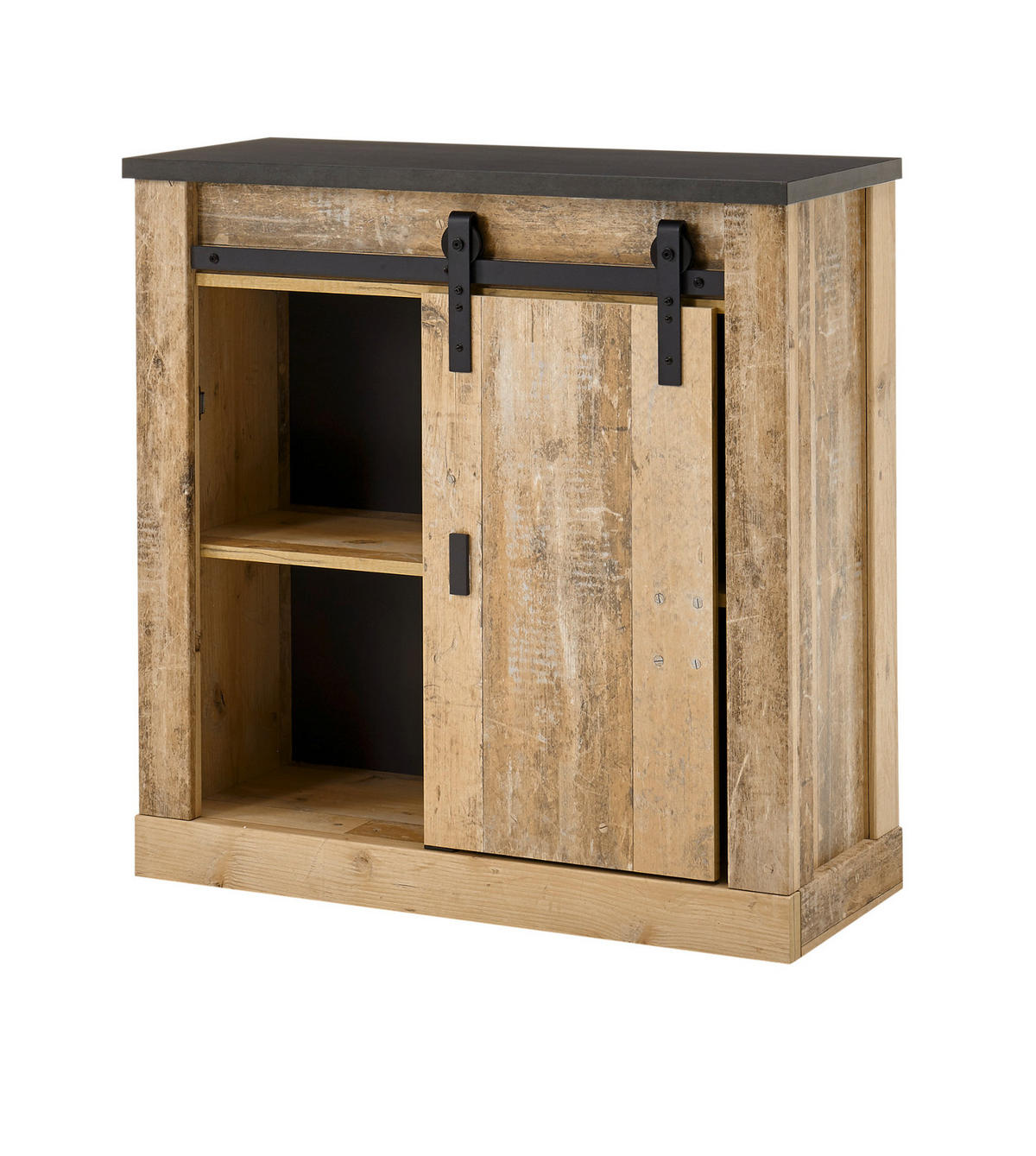 BÜROMÖBEL-SET Used Wood hell, anthrazit, mit Aktenschrank - Eichefarben/Anthrazit, Holzwerkstoff/Metall (60/220/91cm) - Furn.Design