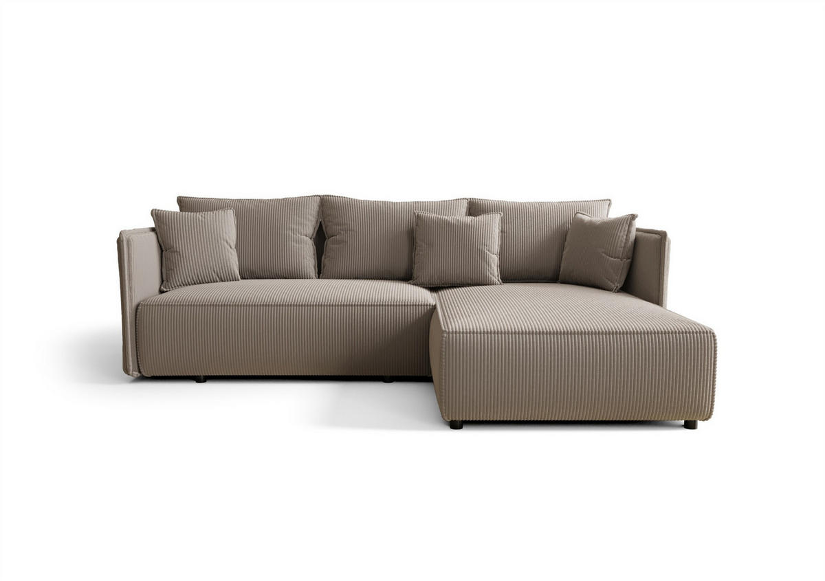 ECKSOFA Evora - Hellbraun, Holzwerkstoff/Textil (245/185cm) - Fun Möbel