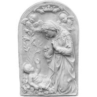 STEINFIGUR Wand Ikone Maria und Jesus, Steinguss Weißbeton - Weiß, Stein (25/3/40cm) - stoneandstyle