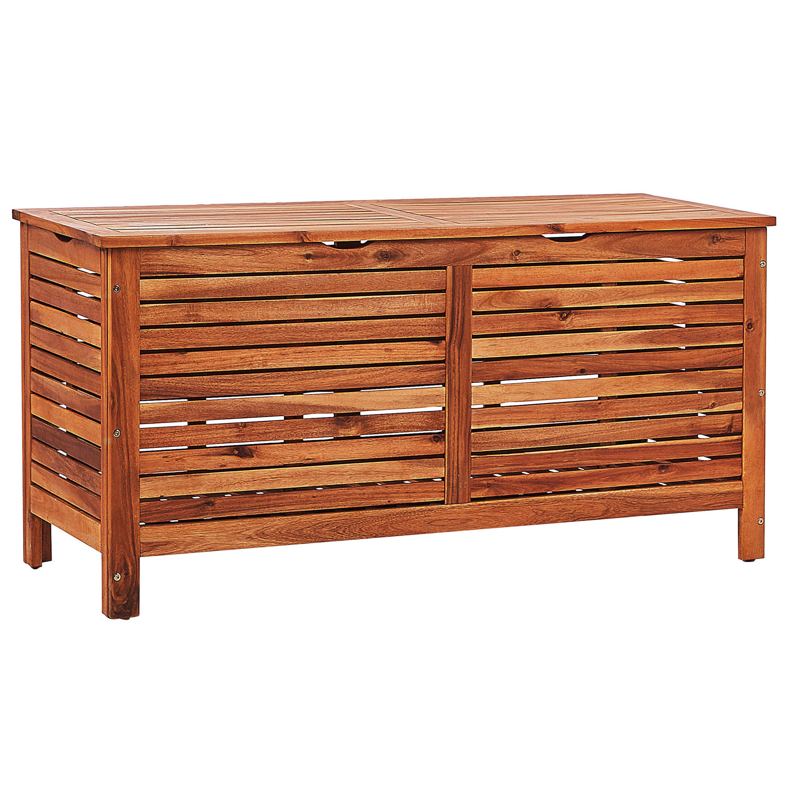 AUFLAGENBOX Akazienholz dunkelbraun 130/48 cm Riviera - Dunkelbraun, Holz (130/64/48cm) - Beliani
