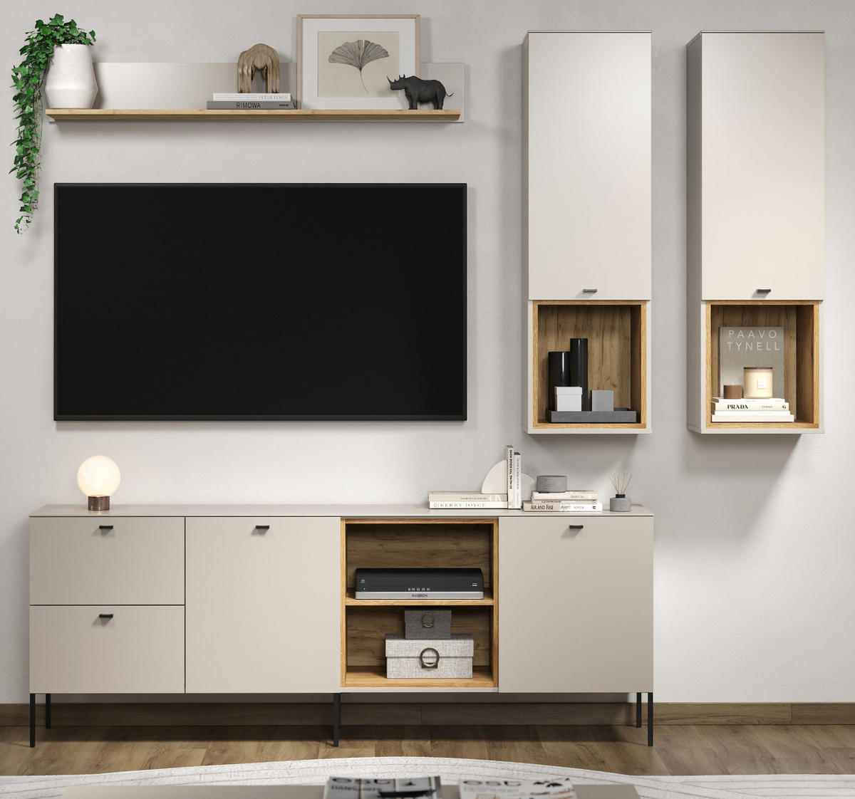 WANDBOARD Sand, Evoke Eiche, Wandregal 140 cm - Kaschmir, Holzwerkstoff (140/20/22cm) - Top.Furn