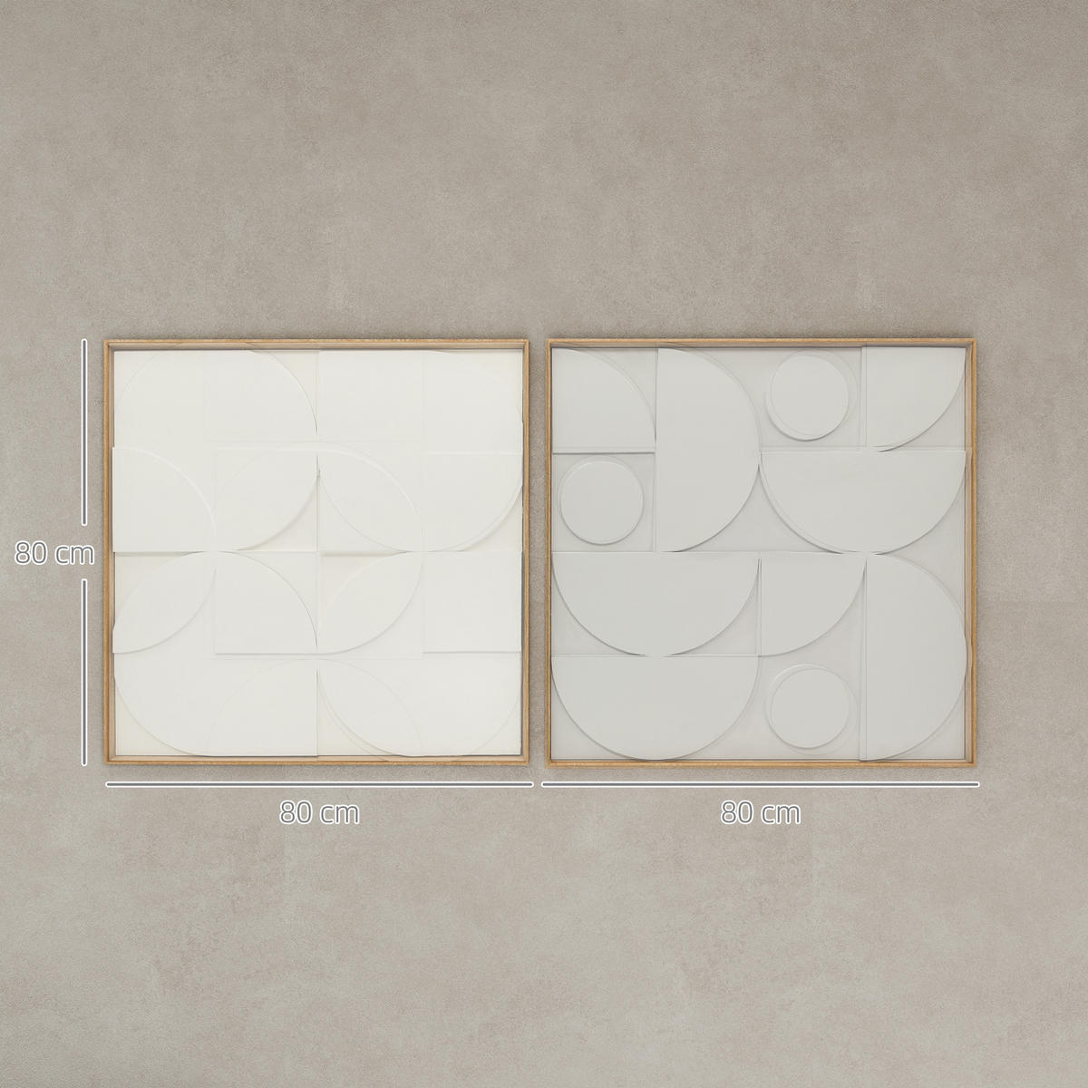 WANDDEKO-SET DE-08862 2-teilig, 3D geometrisch, 80/80 cm Weiß - Weiß, Holzwerkstoff (3.5/80/80cm) - ComfortXL