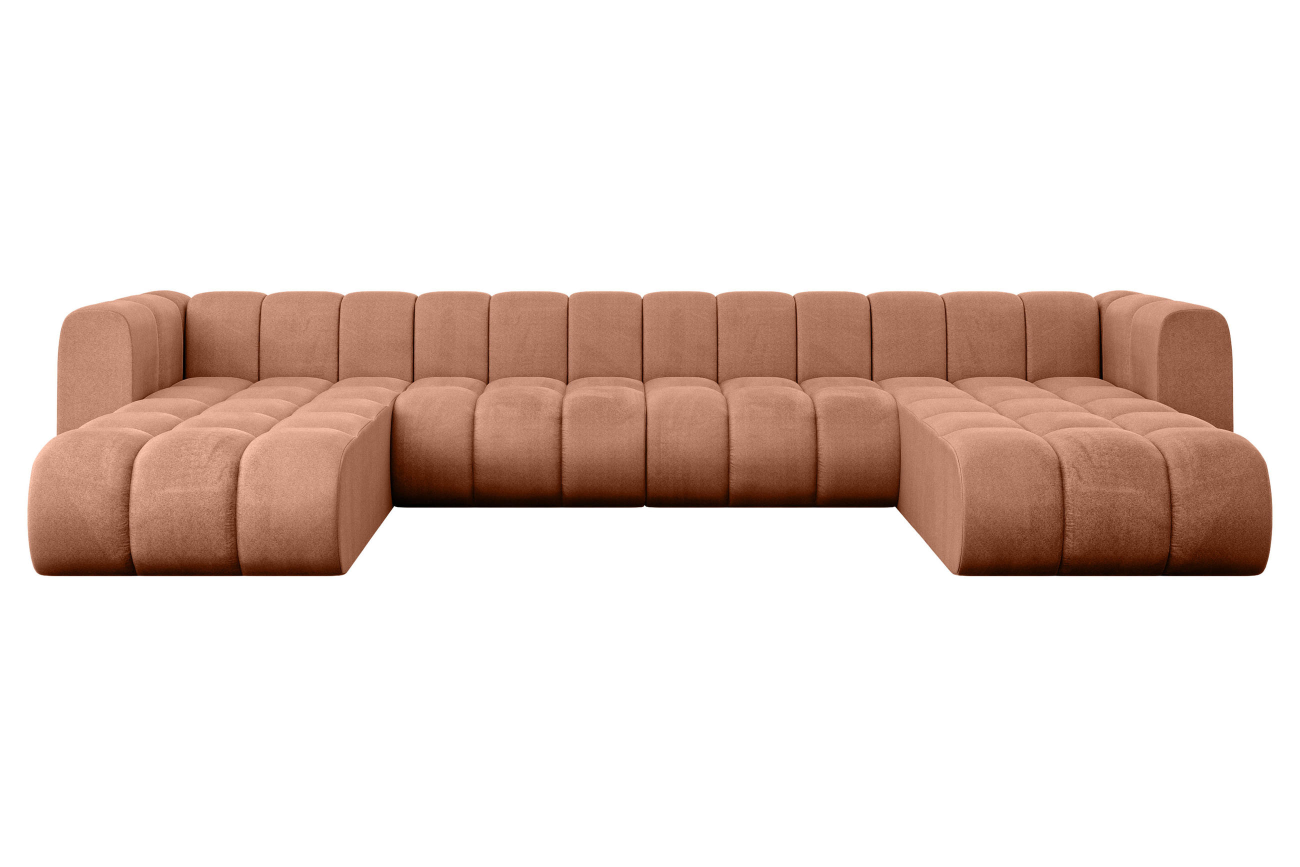 WOHNLANDSCHAFT modulares Sofa Joren-U2 - 410x177x70 cm Apricot - Koralle, Holzwerkstoff/Textil (410/70/177cm) - ALTDECOR