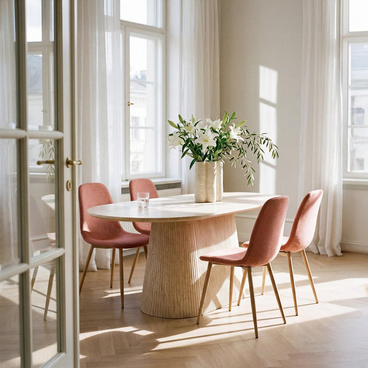 ESSZIMMERSTUHL Ellis Terrakotta / Orange 43 cm x 87 cm 4er-Set - Terracotta, Textil (43/87/54cm) - Klast Home