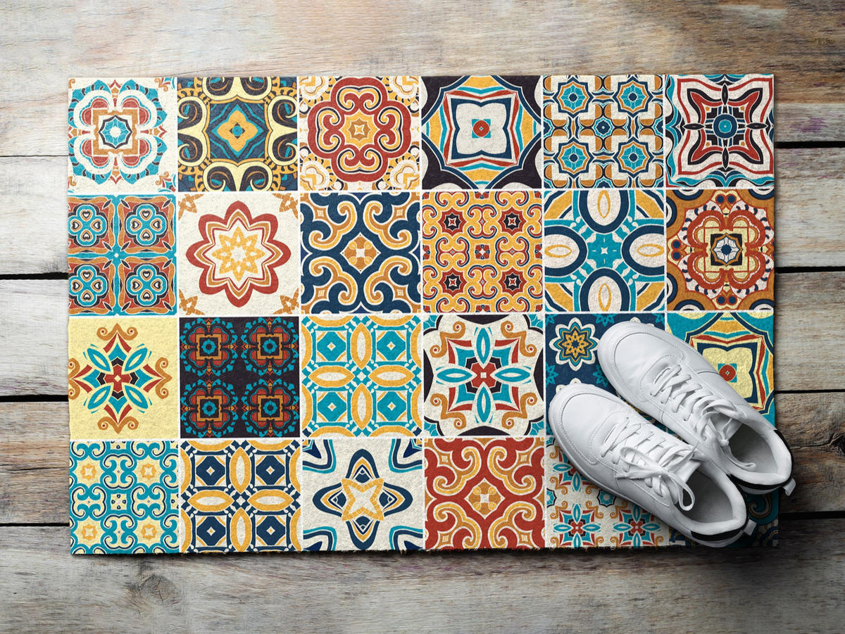 FUSSMATTE 60 x 40 cm Portugiesische Keramik - Blau, Textil (60/40cm) - TULUP