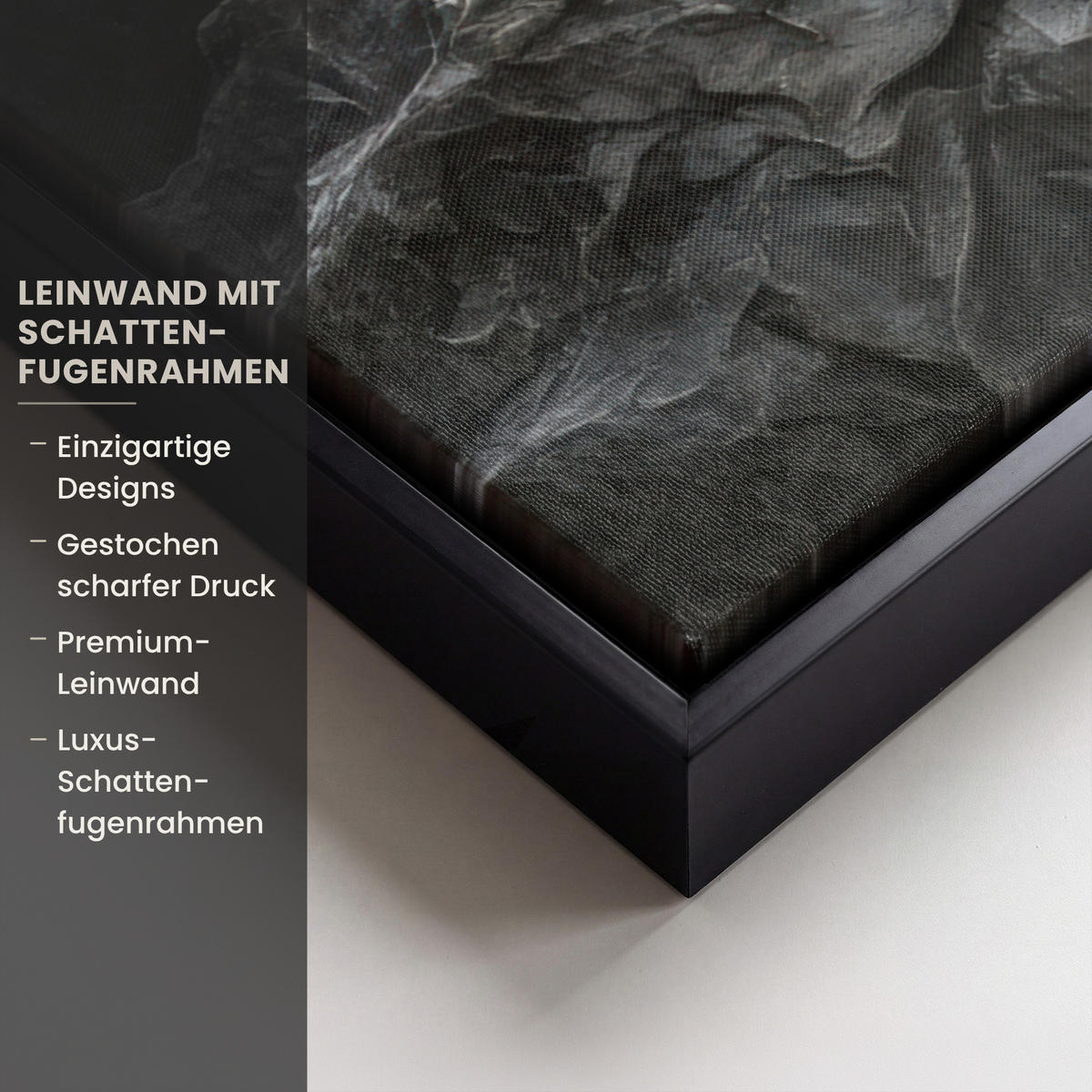 LEINWAND Bilder mit Rahmen - Blätter - Gold - Baum - Fels - 50x50 - Schwarz, Textil (50/50cm) - MuchoWow
