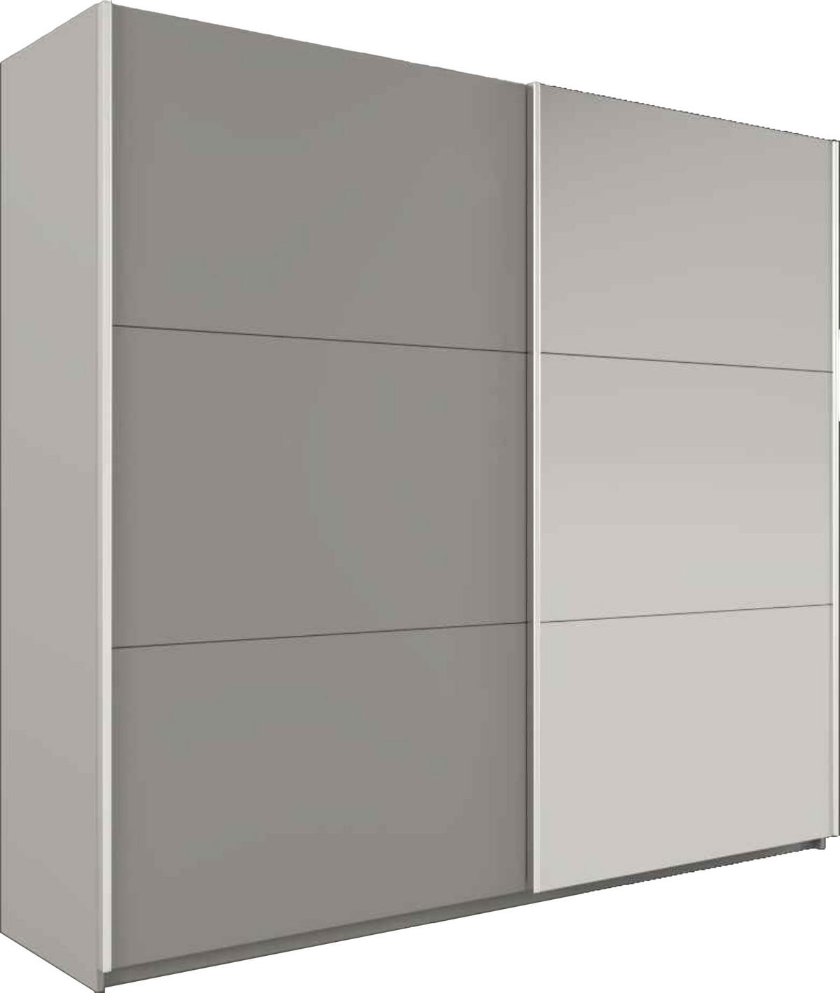 SCHWEBETÜRENSCHRANK IVERN 200/215/65 cm 2-türig mit Spiegel Grau - Grau, Holzwerkstoff (200/215/65cm) - MASSENO