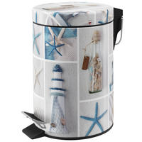 KOSMETIKEIMER Meeresbrise - Blau/Beige, Kunststoff/Metall (17/25/25cm) - Sanilo