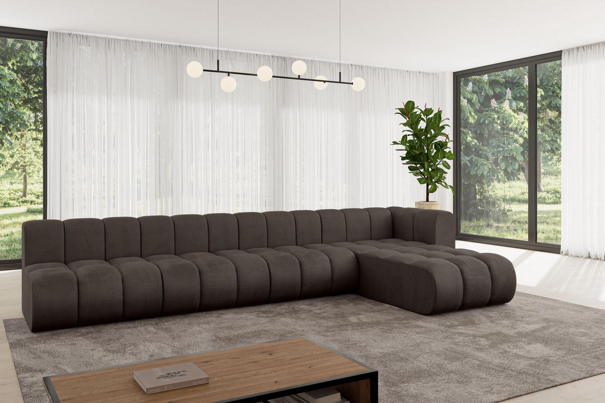 ECKSOFA modulares Sofa Darnel-L3 - 387x177x70 cm Braun - Braun, Holzwerkstoff/Textil (387/177cm) - ALTDECOR