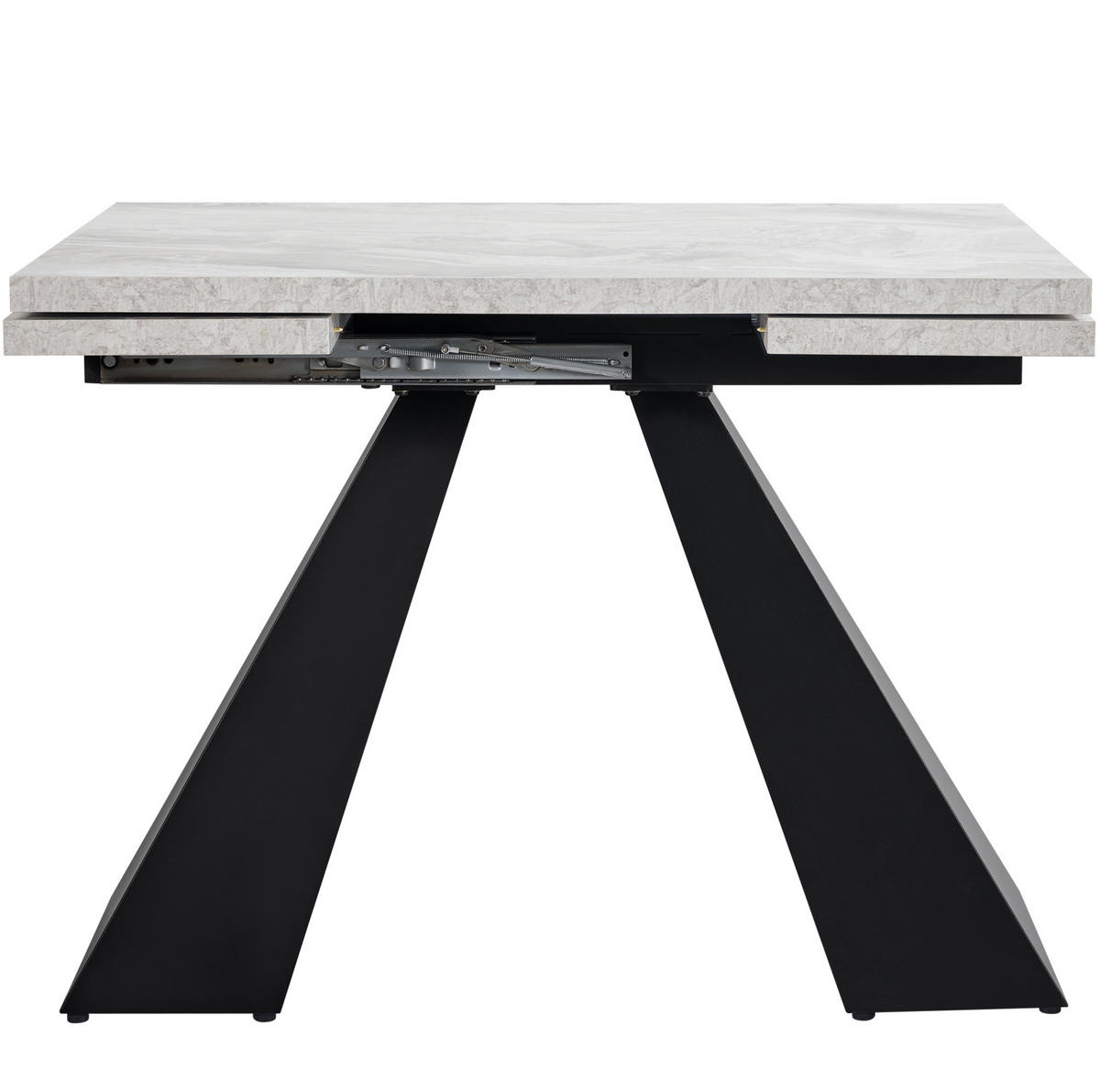 ESSTISCH 99-159x74x77 cm in Schwarz-Grau aus MDF mit Marmoroptik und höhenverstellbaren Metallbeinen - Grau, Holzwerkstoff (74/159/77cm) - Modfu