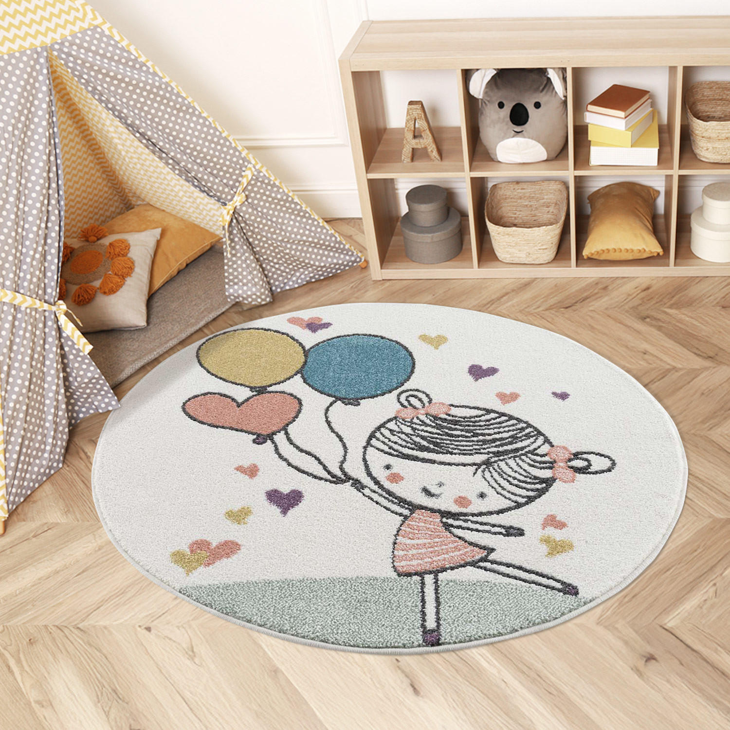 KINDERTEPPICH Anime 9393 Creme 160x160 cm Rund - Creme, Textil (160/160cm) - carpet city