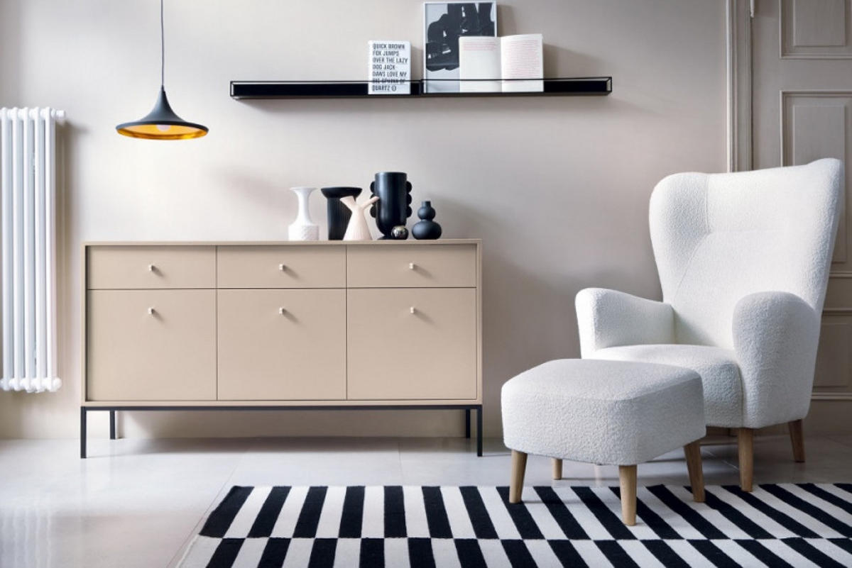SIDEBOARD Beige MONAKO MKSZ154 Mit Schwarzem Rahmen - Beige, Holzwerkstoff (153.4/83.2/39cm) - Sepro Meble