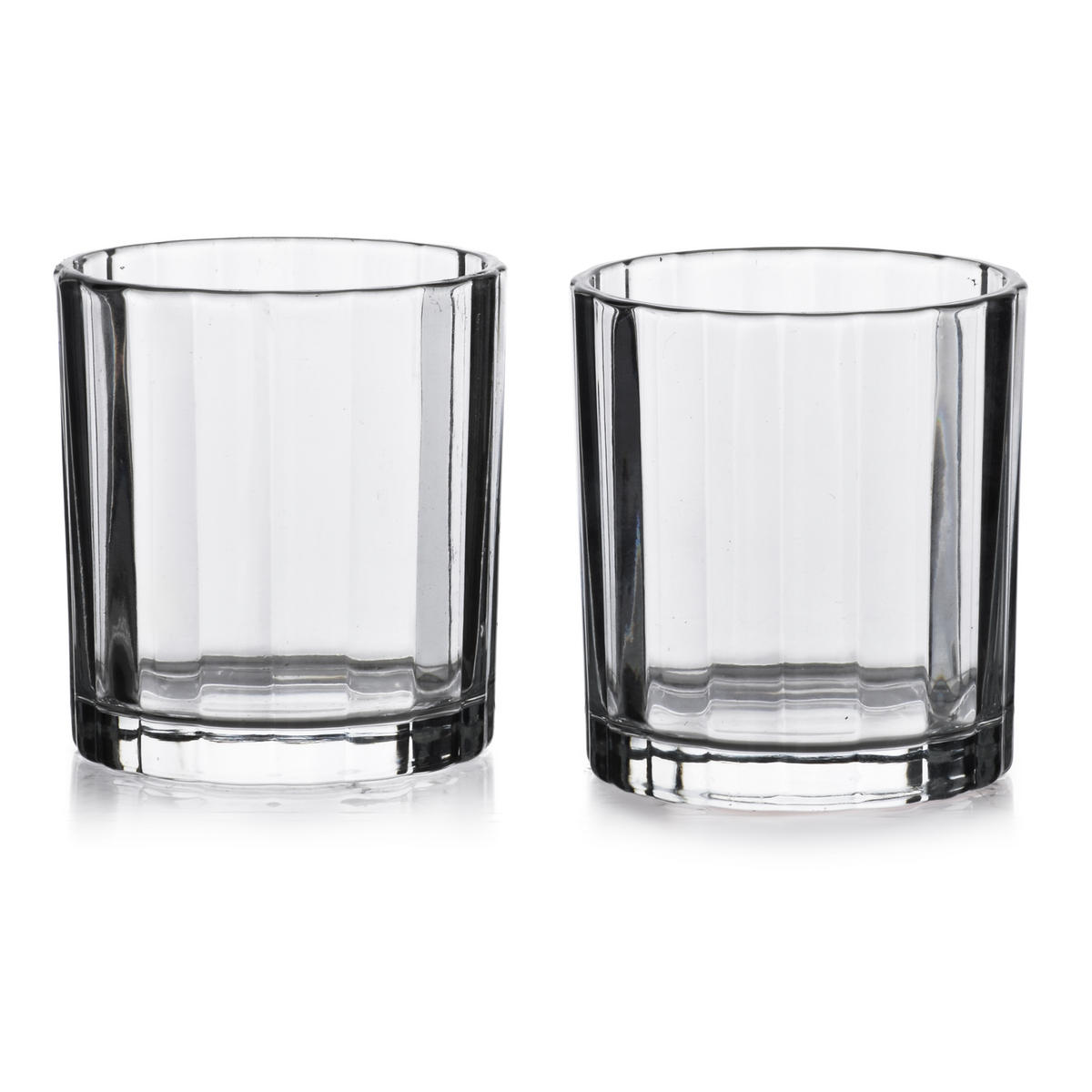 GLÄSER Elise Stripes 4er Set Transparent 8x8xh9 cm Glas - Transparent, Glas - Mondex