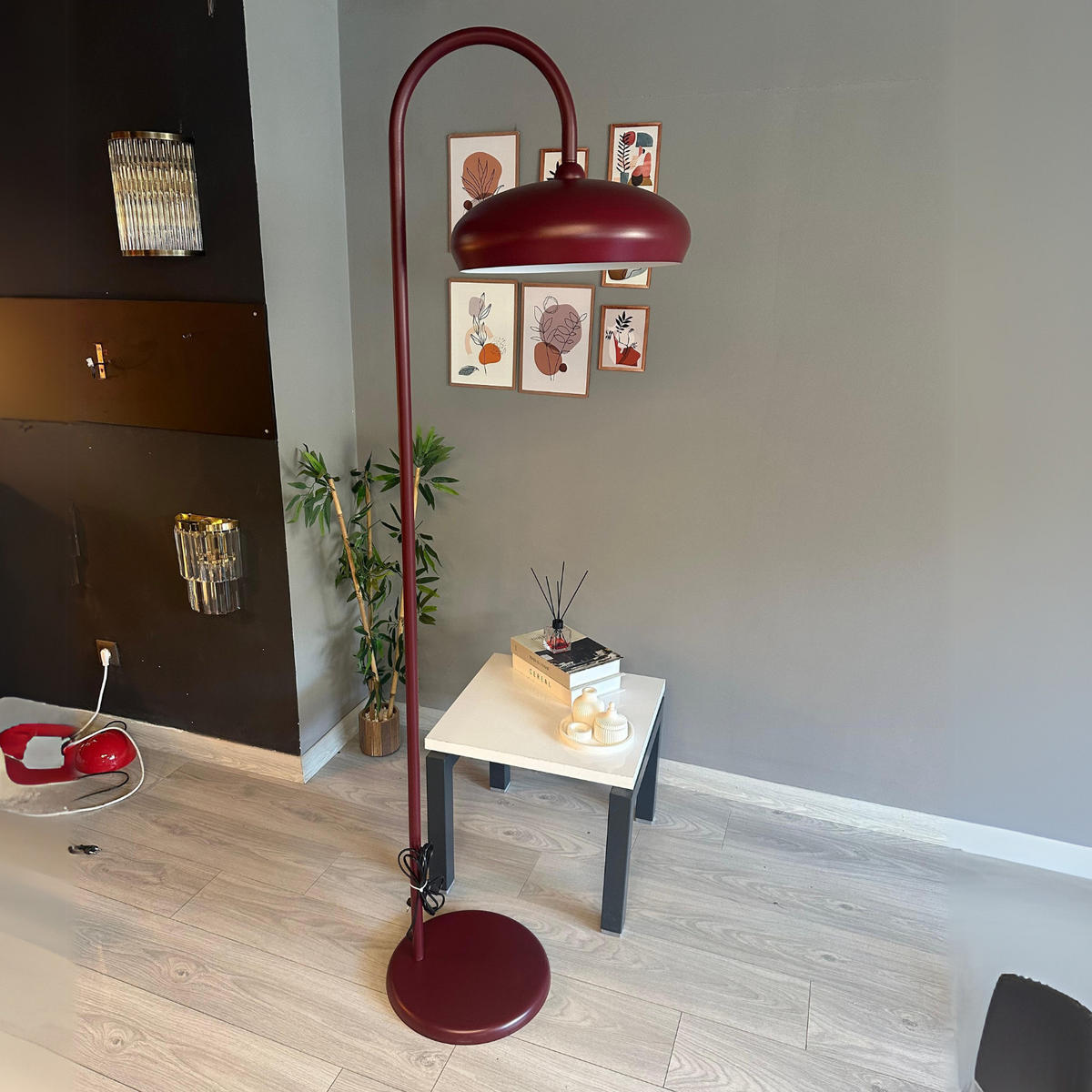 STEHLAMPE Bralo 180 Cm - Bordeaux, Metall (37/37/180cm) - Bamyum