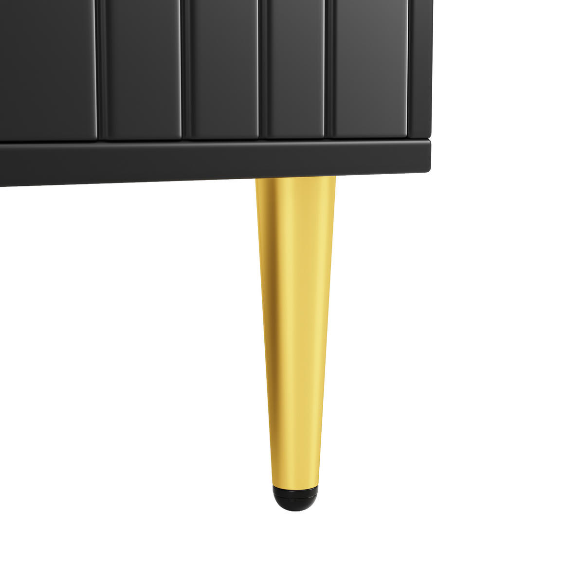 SIDEBOARD Schwarz 152cm Wellendesign Gold Griffe Füße - Schwarz, Holzwerkstoff (152/75/40cm) - FLIEKS