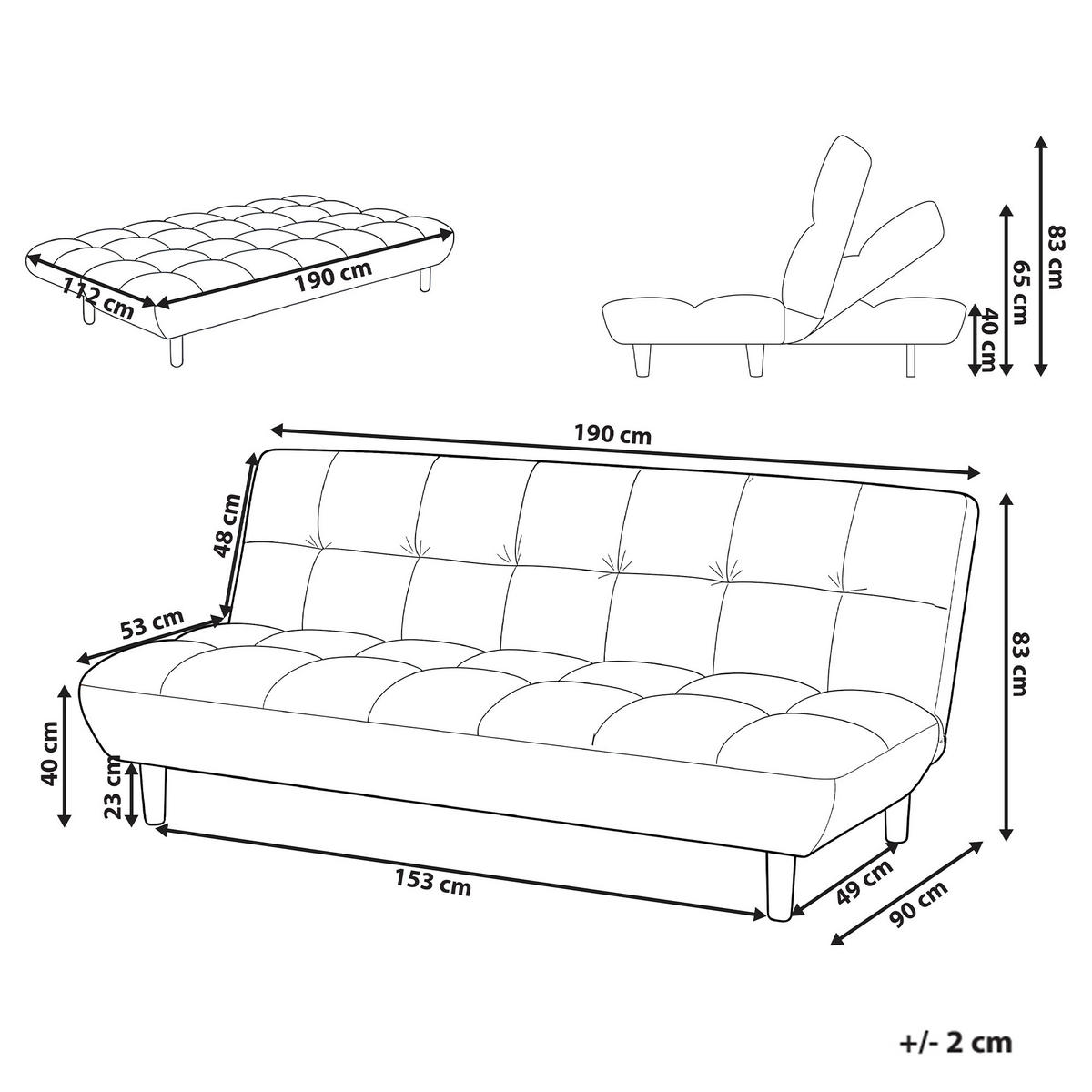CANAPEA EXTENSIBILĂ cu 2 locuri textil maro aurie Risor - maro/auriu, material textil (190/83/90cm) - Beliani
