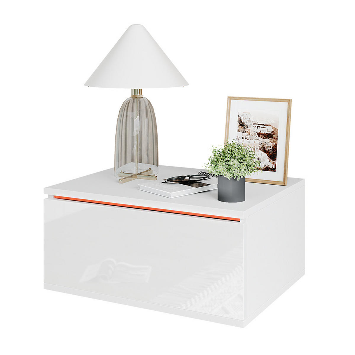 NACHTTISCH Samira Weiß 49 x 23 cm Mit LED Beleuchtung - Weiß, Holzwerkstoff (49/23/38cm) - Vicco