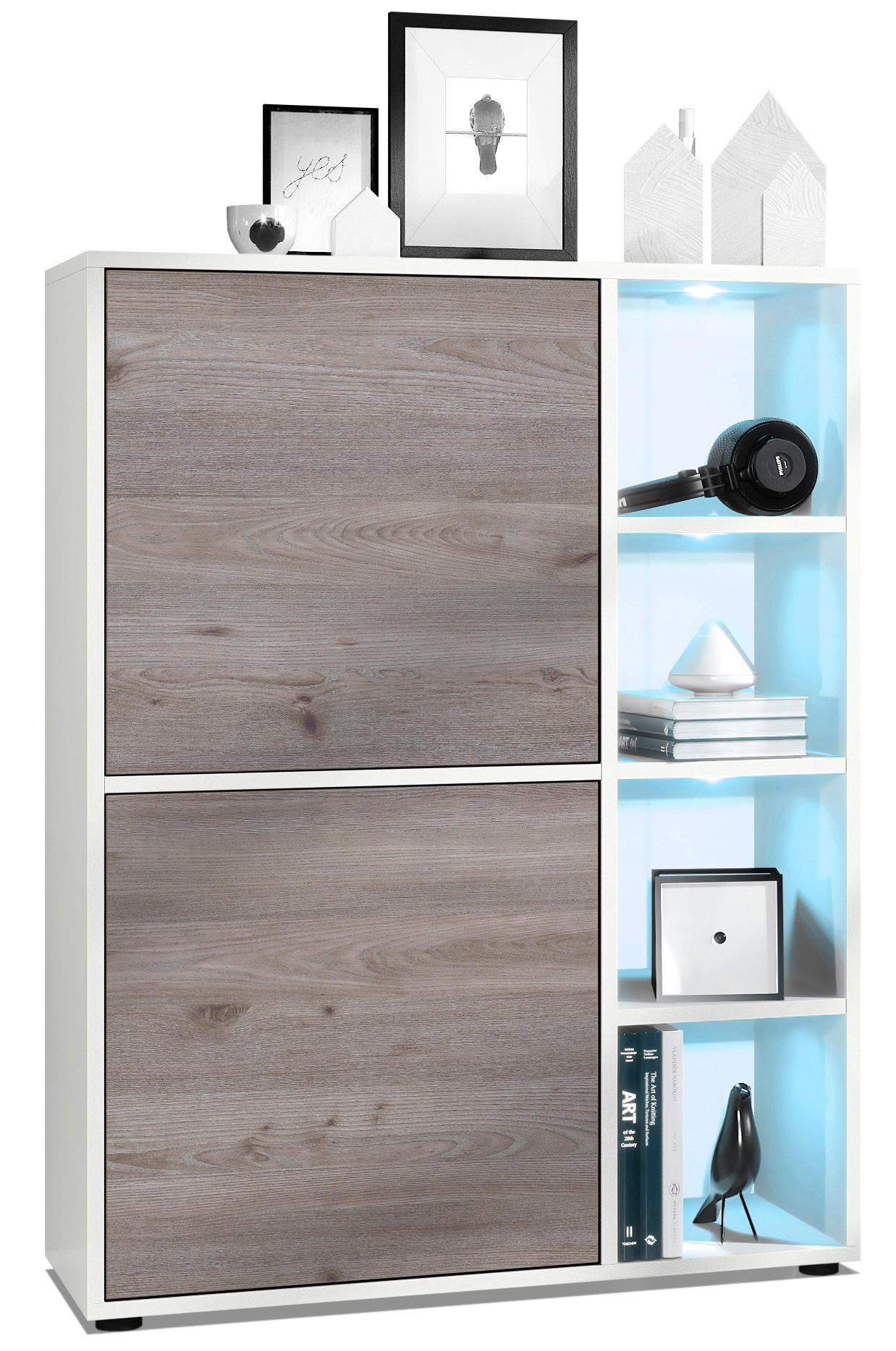 HIGHBOARD Cuba Türen in Eiche Nordic - Silbereichenfarben, Holzwerkstoff (79/105.5/35.5cm) - Vladon