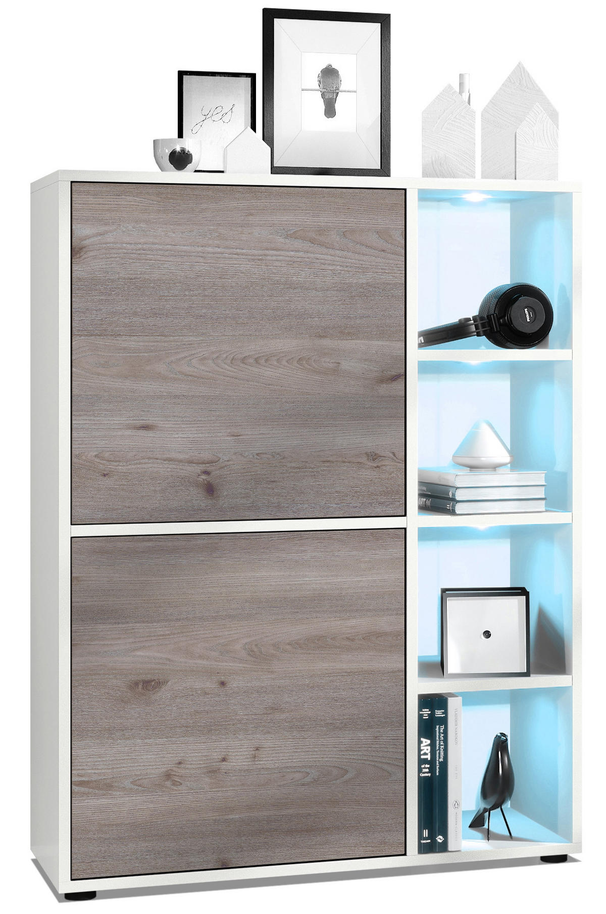 HIGHBOARD Cuba Türen in Eiche Nordic - Silbereichenfarben, Holzwerkstoff (79/105.5/35.5cm) - Vladon