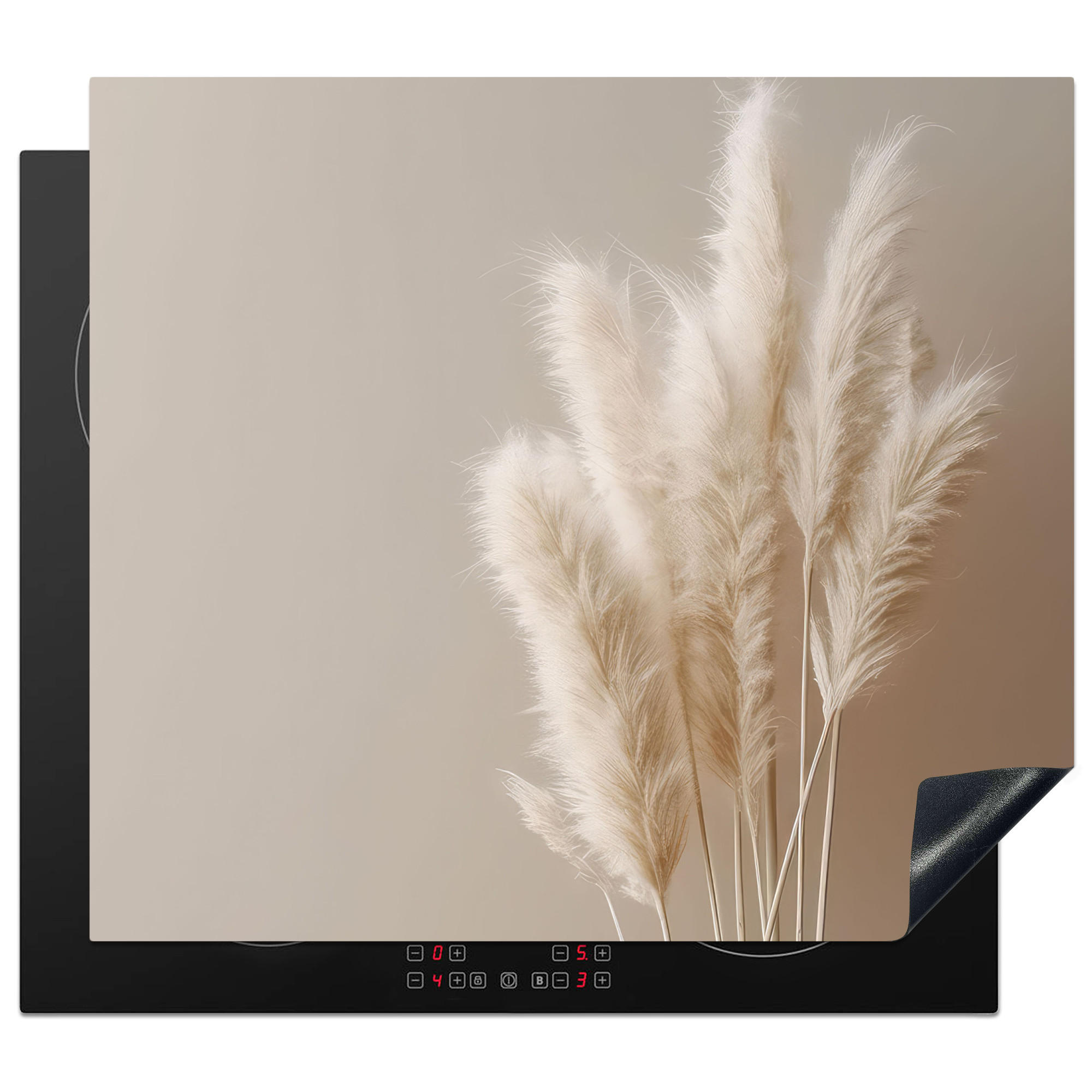MuchoWow KRYT NA INDUKČNÍ DESKU Pampová tráva - Plumes - Pastelová - Bílá 59x52 cm