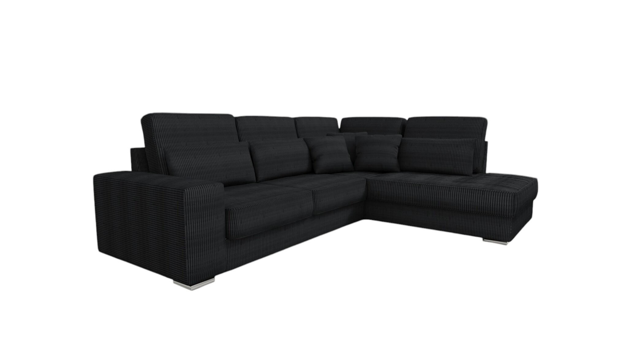 ECKSOFA Nevio Xl In Scala - Schwarz, Holzwerkstoff/Textil (312/226cm) - Fun Möbel