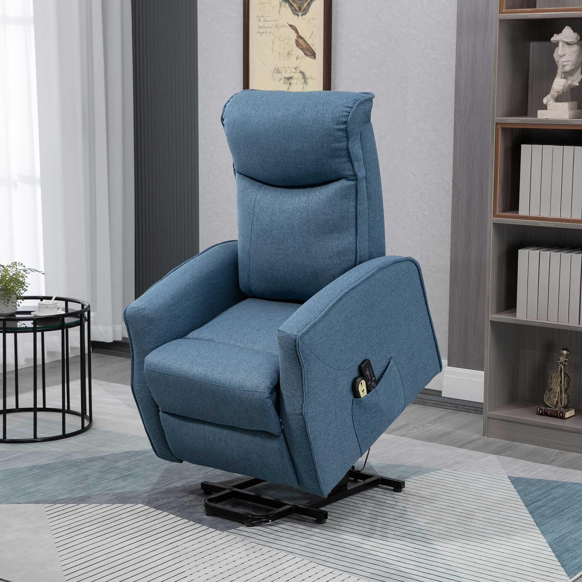 MASSAGESESSEL mit Aufstehhilfe, Leinen, Blau - Blau, Kunststoff (87.5/110/74.5cm) - HOMCOM