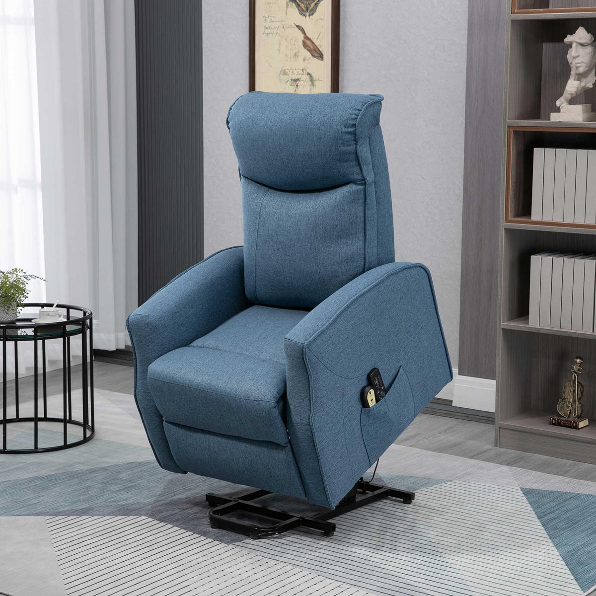 MASSAGESESSEL mit Aufstehhilfe, Leinen, Blau - Blau, Kunststoff (87.5/110/74.5cm) - HOMCOM