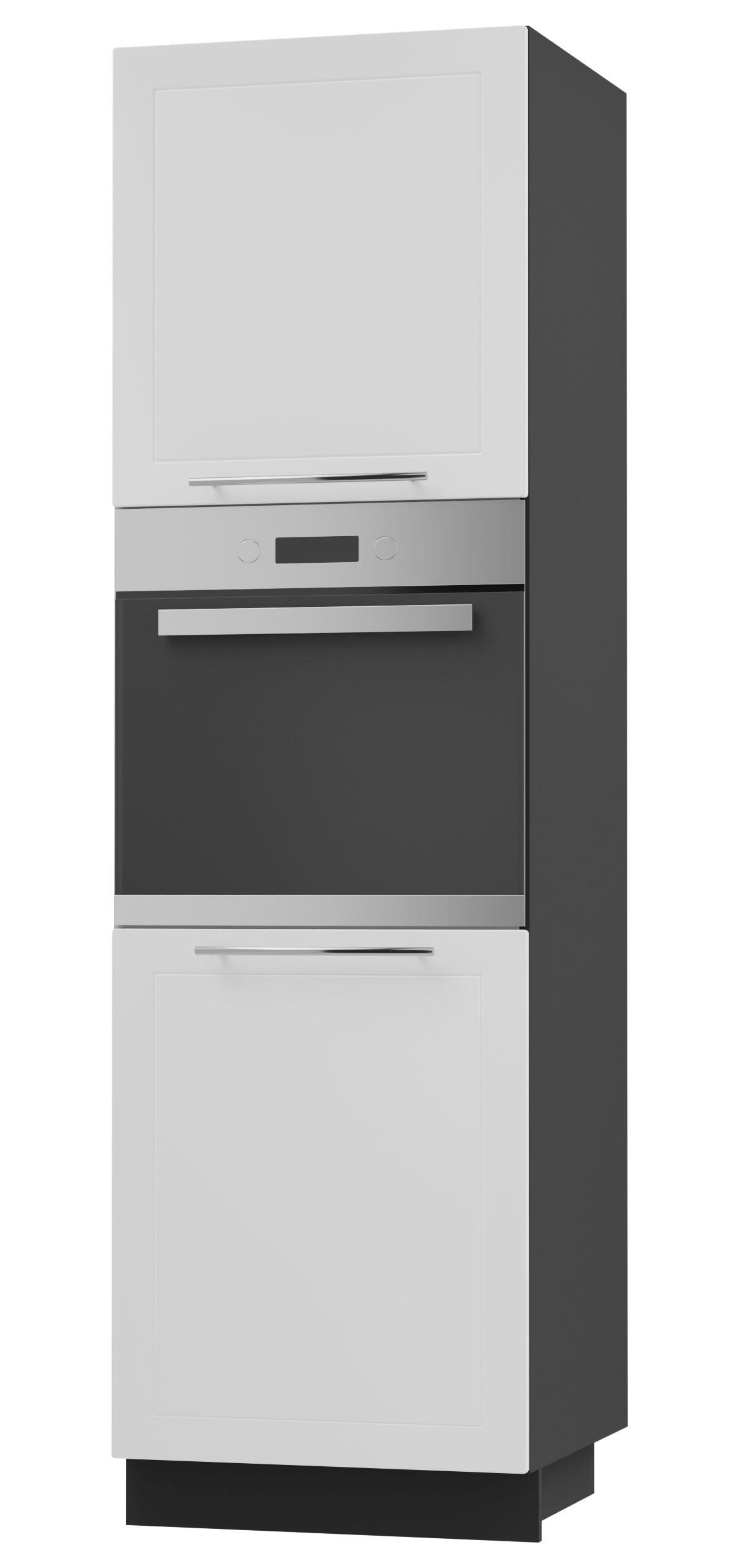 Feldmann-Wohnen Backofenhochschrank Weiß, Schwarz 60x207x59 cm