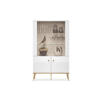 VITRINENSCHRANK ISORIA mit Beleuchtung, Glas Weiß - Goldfarben/Weiß, Holz/Metall (92/152/40cm) - KONSIMO®
