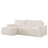 ECKSOFA MILO SMALL mit Schlaffunktion und Bettkasten, Links - TILIA 01 - Weiß, Holz (240/142cm) - Dekori_Interiors