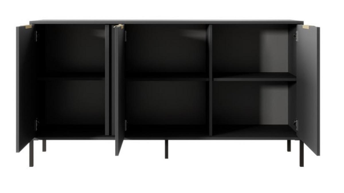 SIDEBOARD Anthrazit LARYSA C Mit Schränken Mit Metallgestell - Graphitfarben, Holzwerkstoff (153.1/81.4/39.5cm) - Sepro Meble