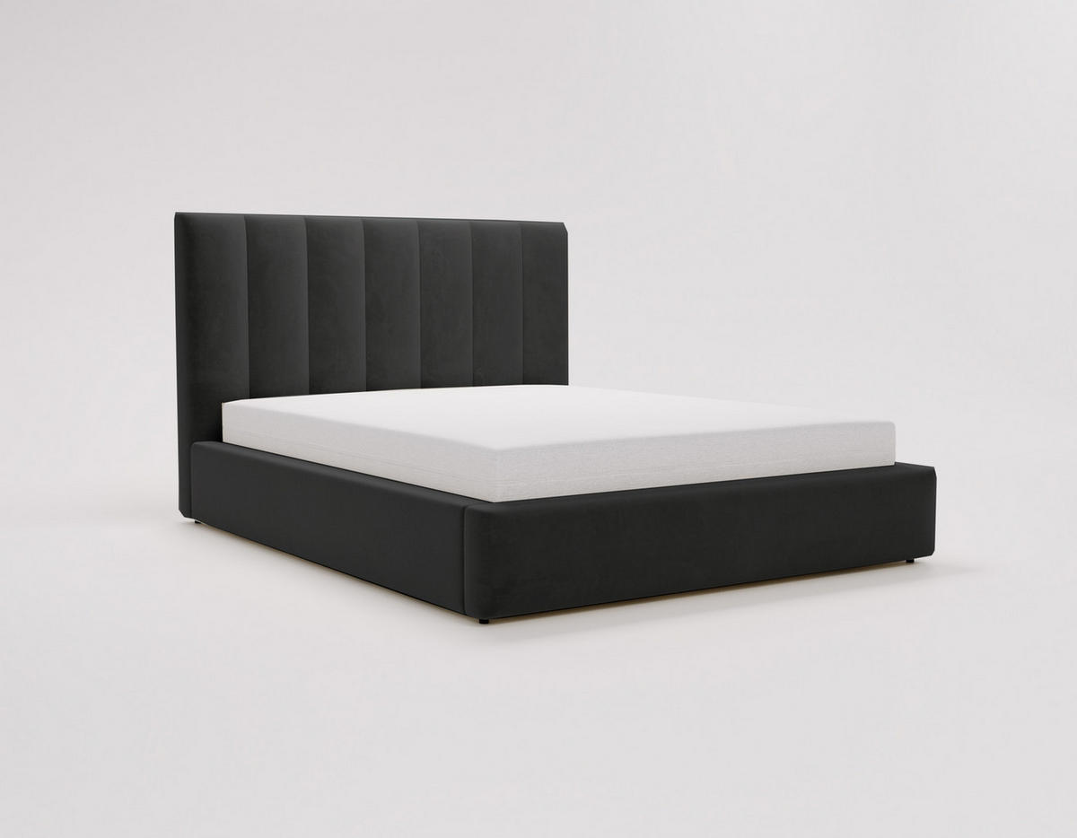 POLSTERBETT 180x200 cm Velor, Lattenrost, Bettkasten, Schwarz - Schwarz, Holz/Textil (180/200cm) - Emporius